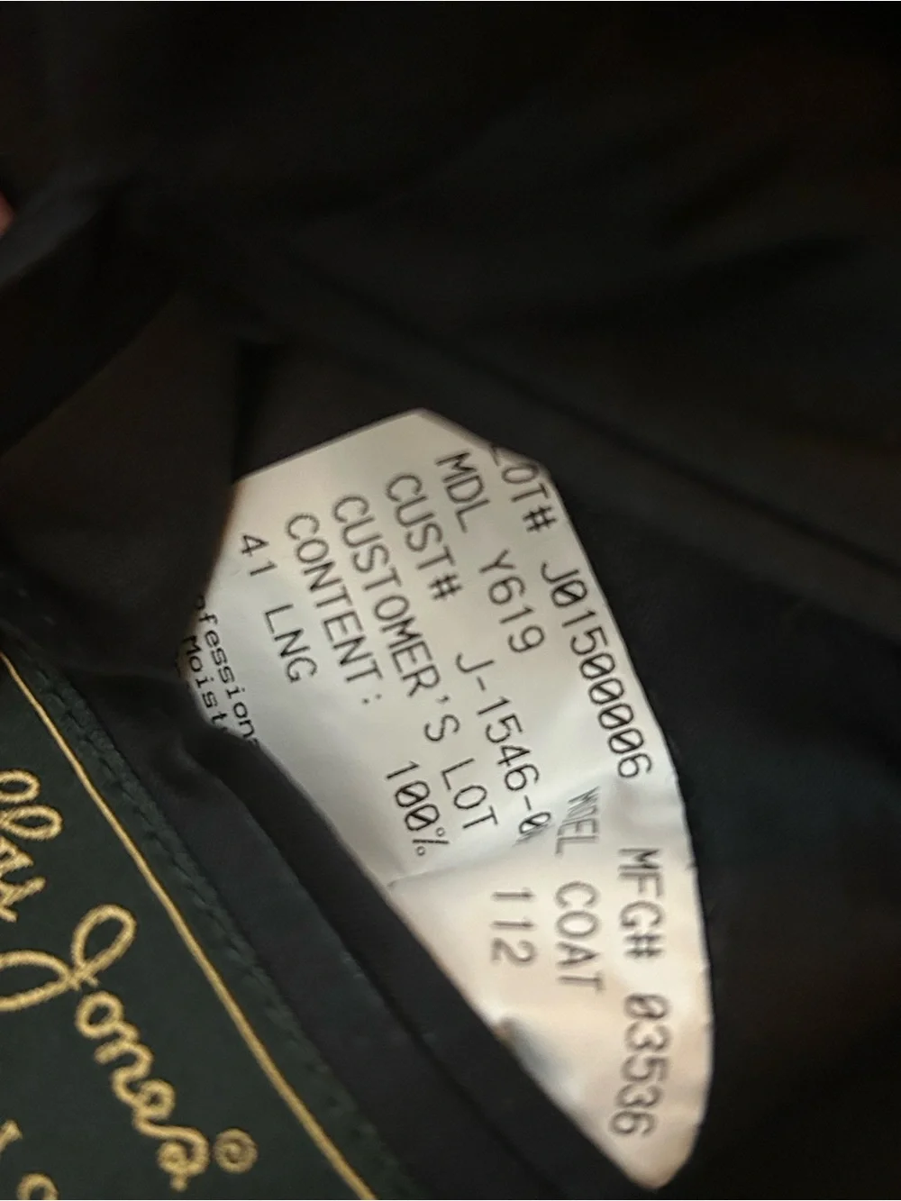 Mens Bobby Jones Wool Black Two-Button Gold-Button Sport Coat